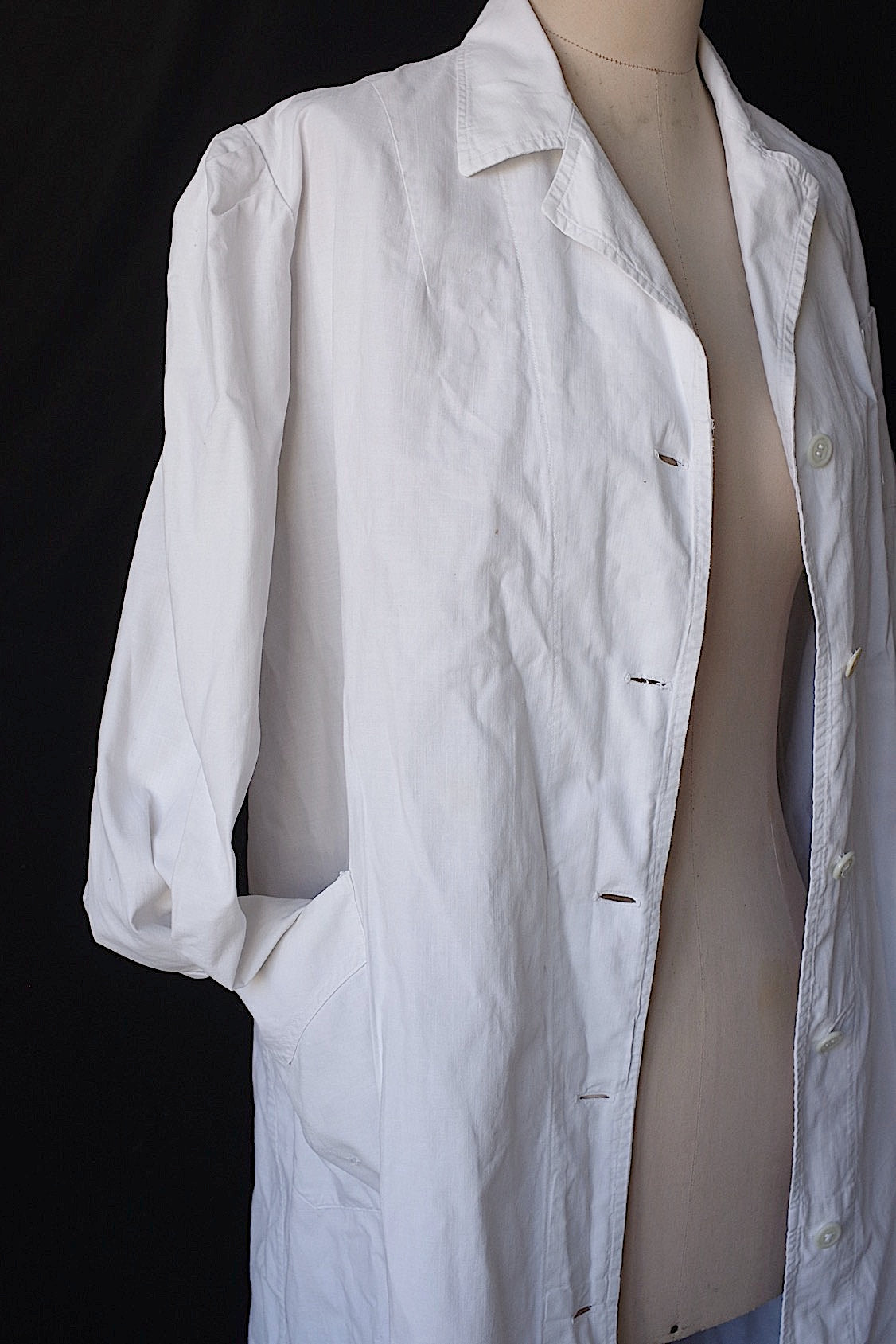 ヴィンテージアトリエコート vêtement vintage コットンコート白 .FR a l'epoque