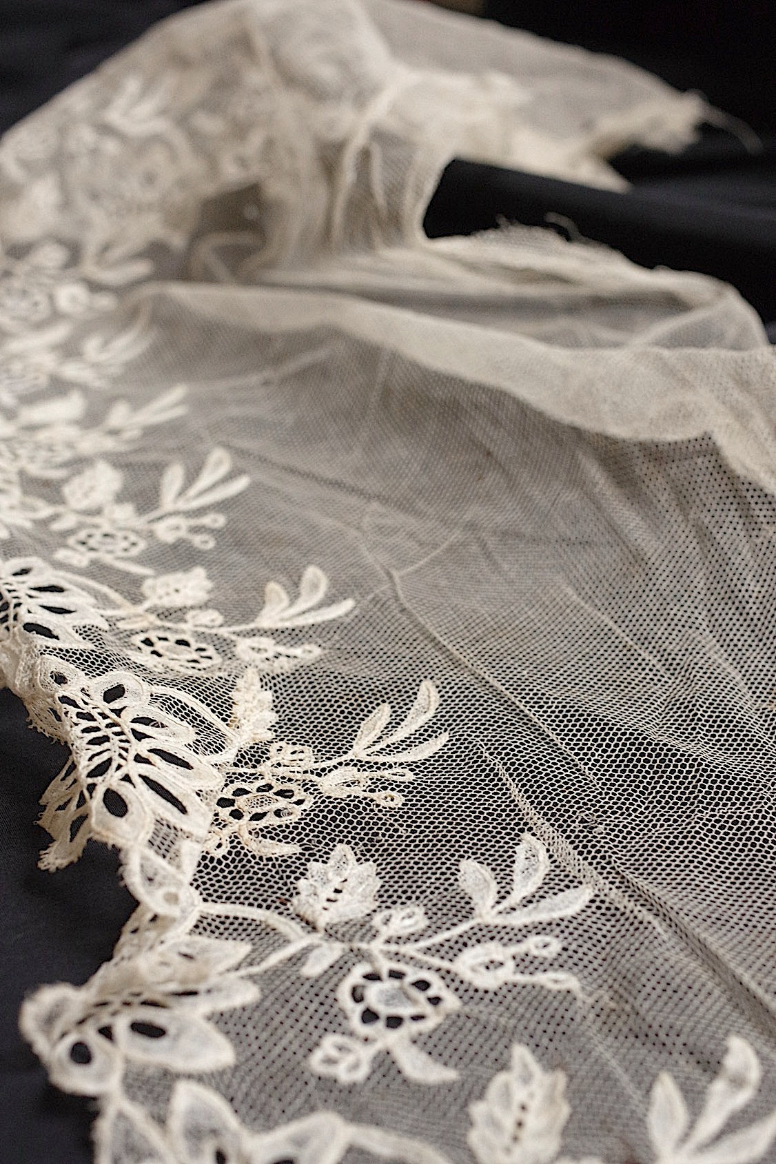 アンティークレース dentelle antique ハギレ+ハンカチ .FR a l'epoque