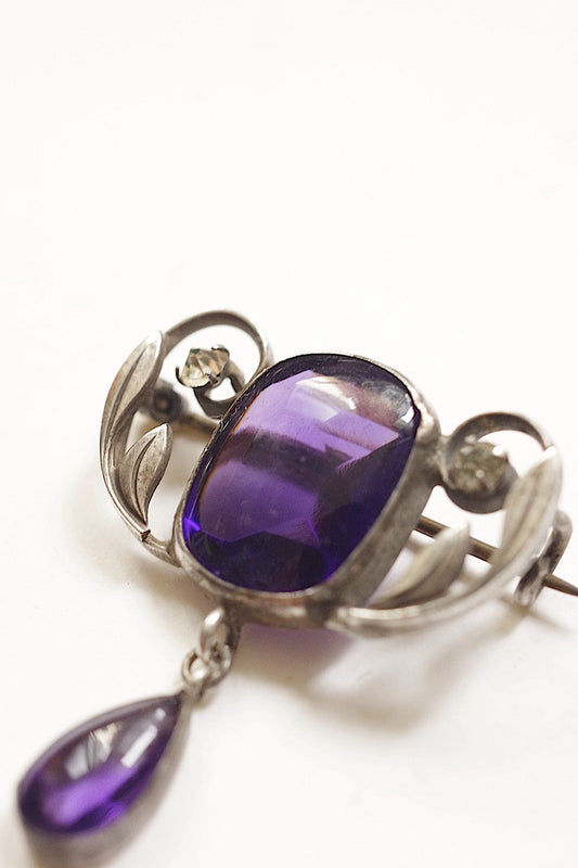 antique broche アンティークブローチ パープル .FR a l'epoque