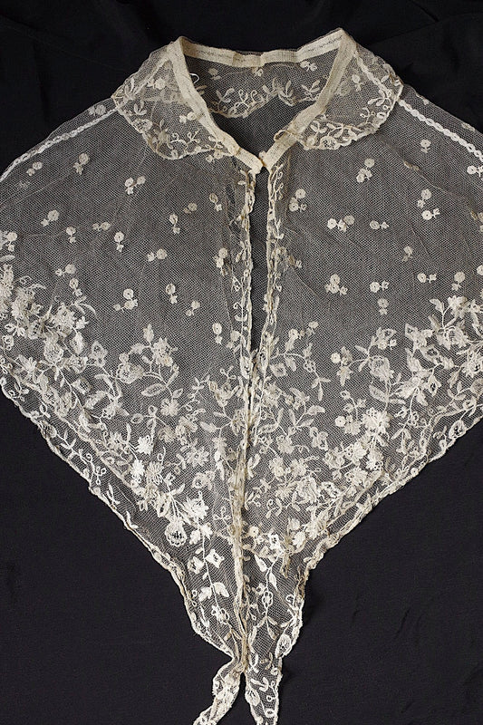 アンティークレース dentelle ancienne 襟付きケープ+167cm .FR a l'epoque