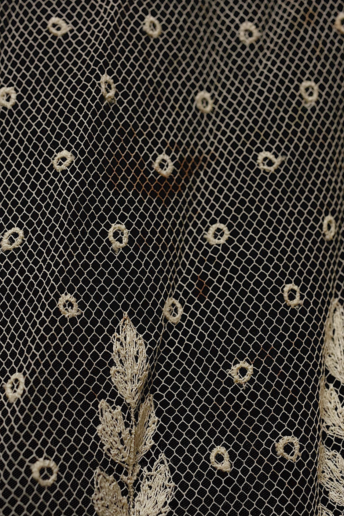 アンティークレース dentelle ancienne スカート生地 ハギレ1 .FR a l'epoque