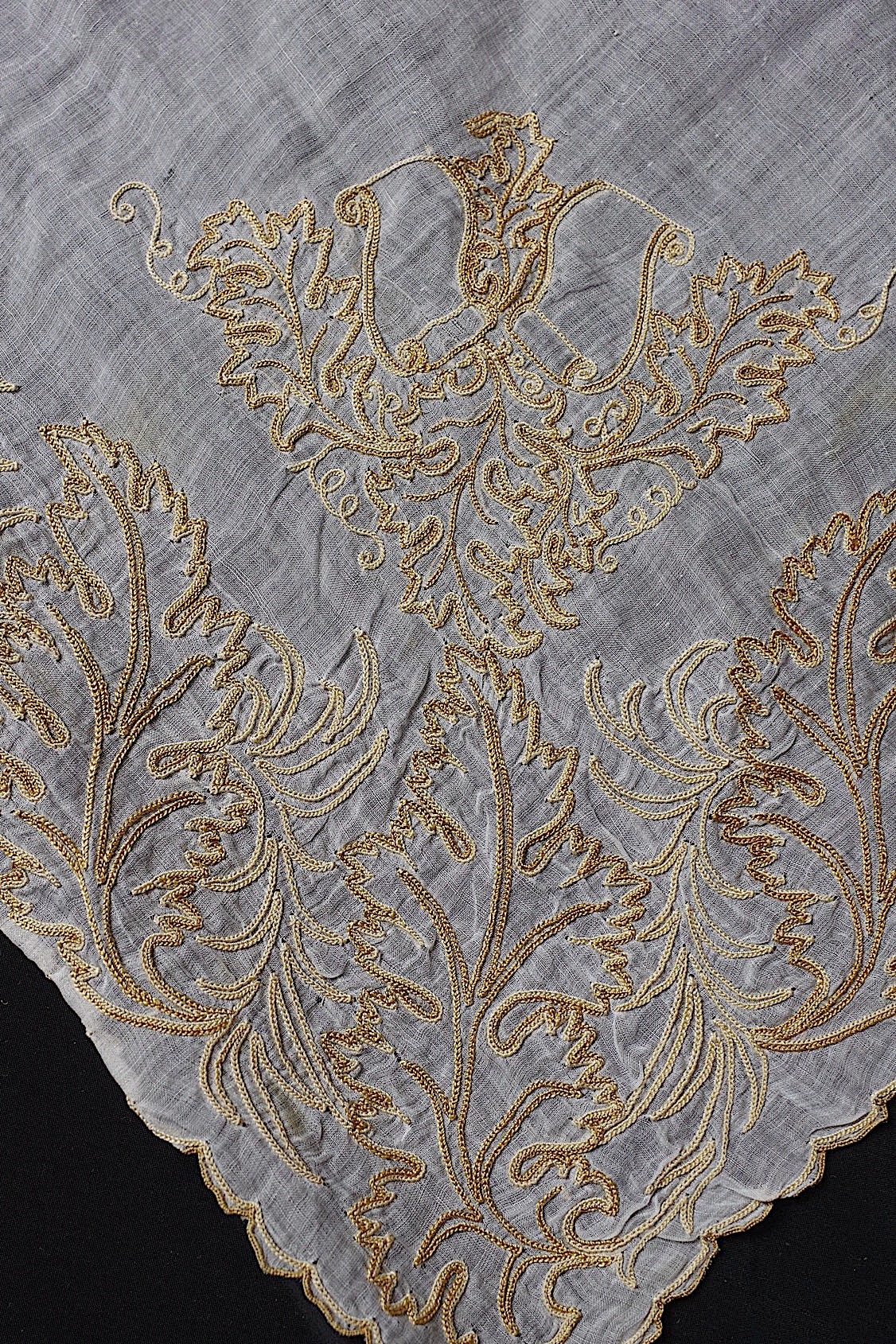 アンティークレース dentelle ancienne-antique lace 刺繍ハンカチlot 素材用 .FR a l'epoque