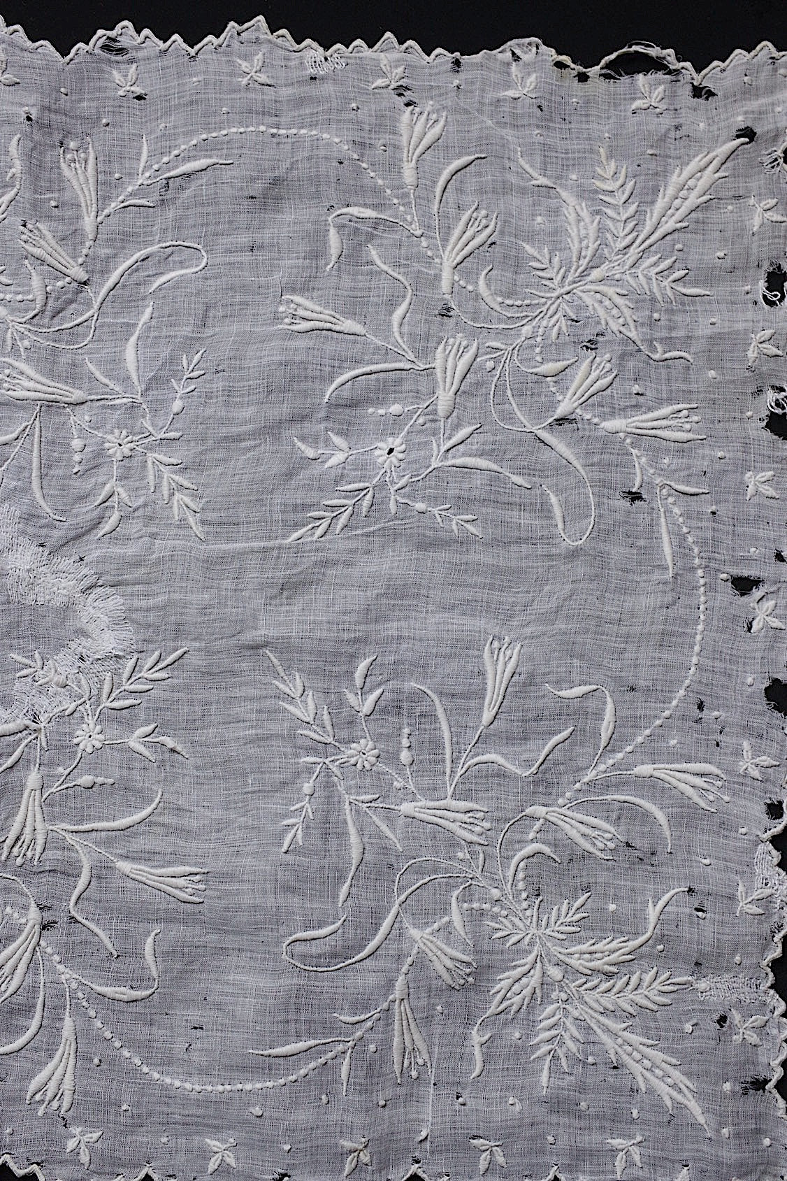 アンティークレース dentelle ancienne-antique lace 刺繍ハンカチlot 素材用 .FR a l'epoque