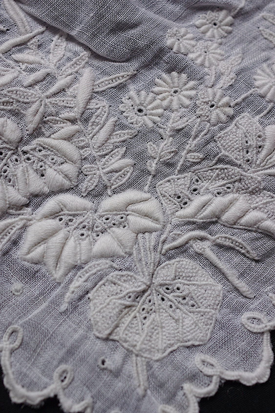 アンティークレース dentelle ancienne-antique lace 刺繍ハンカチlot 素材用 .FR a l'epoque