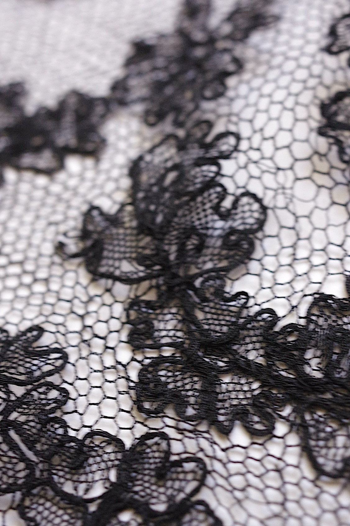 アンティークレース dentelle ancienne 黒レース シャンティイ 450cm .FR a l'epoque