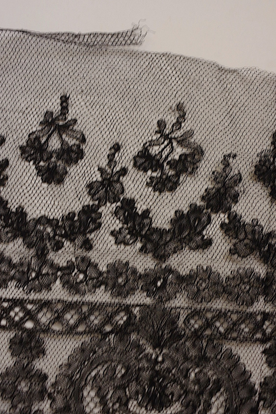 アンティークレース dentelle ancienne 黒レース シャンティイ 450cm .FR a l'epoque