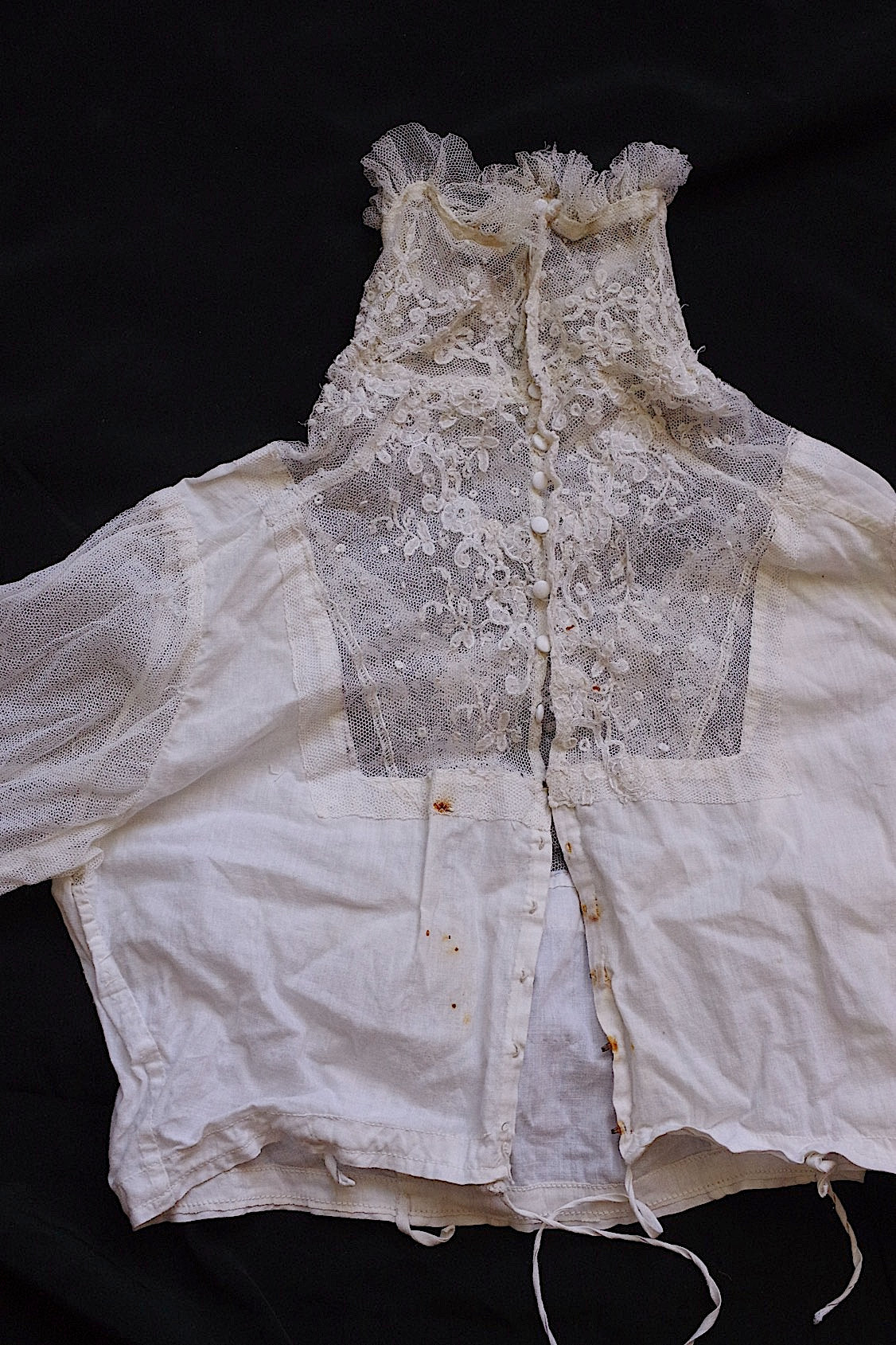 アンティークブラウス vêtement antique 少女サイズブラウス3枚 素材用lots 1 .FR a l'epoque