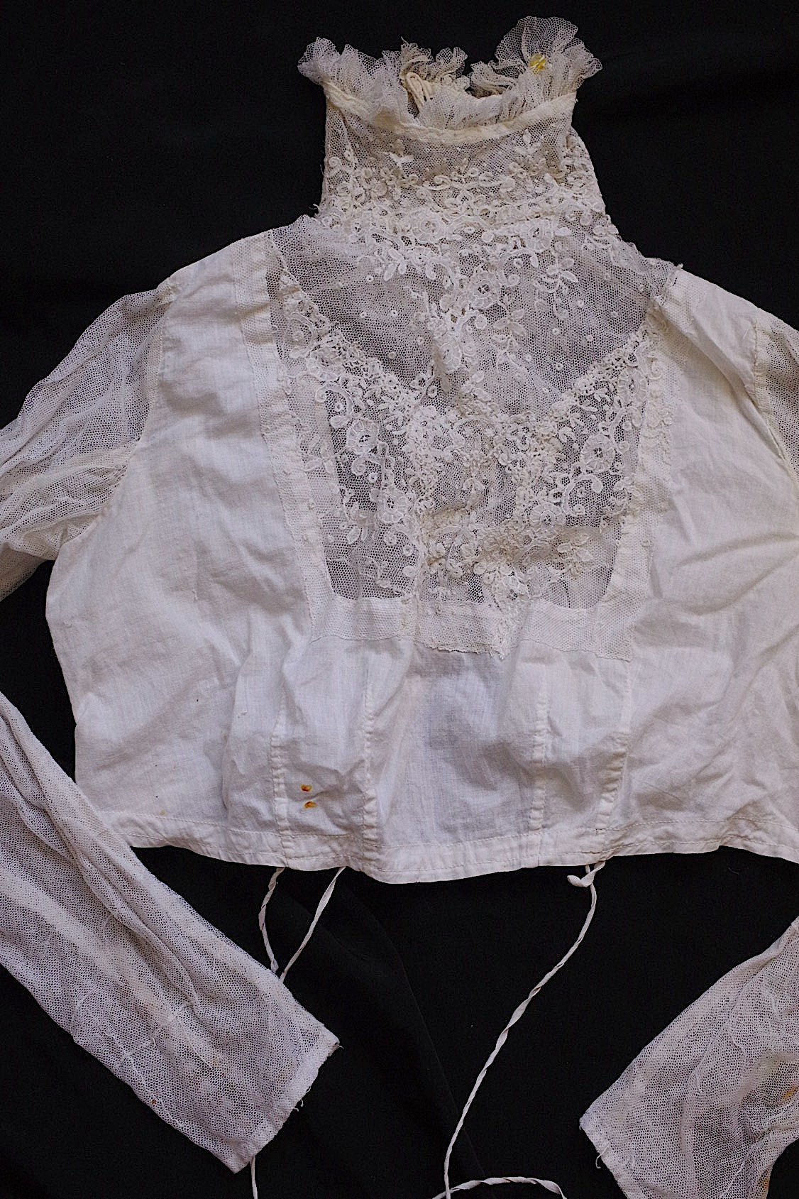 アンティークブラウス vêtement antique 少女サイズブラウス3枚 素材用lots 1 .FR a l'epoque