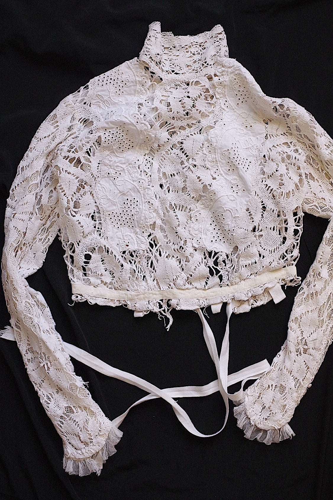 アンティークブラウス vêtement antique 少女サイズブラウス3枚 素材用lots 2 .FR a l'epoque