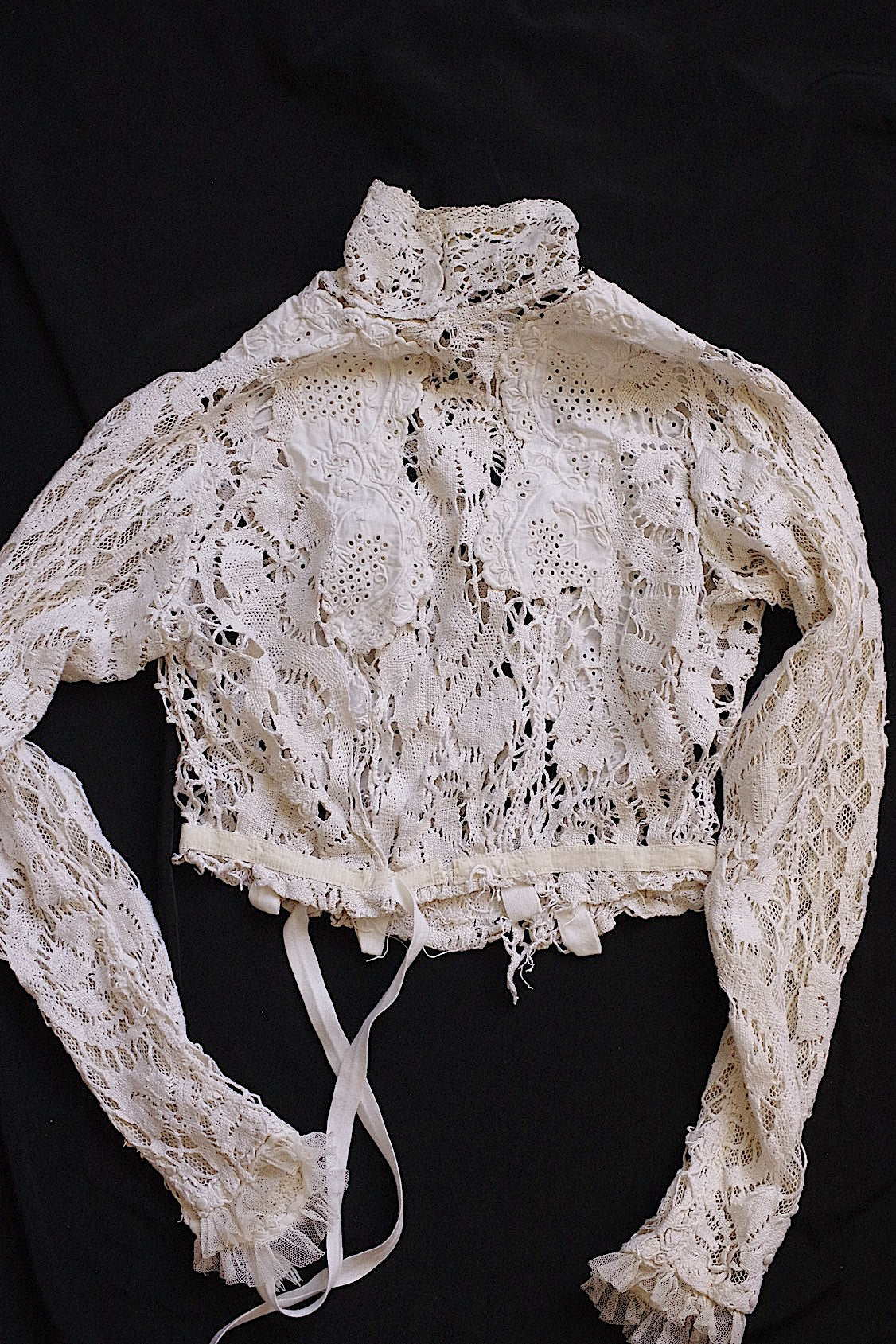 アンティークブラウス vêtement antique 少女サイズブラウス3枚 素材用lots 2 .FR a l'epoque