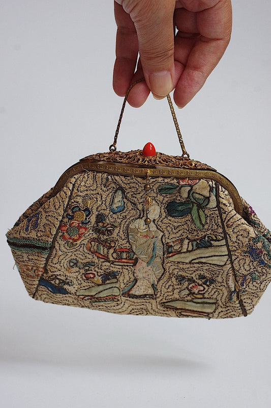 アンティークバッグ petit sac antique シノワズリー刺繍 .FR a l'epoque