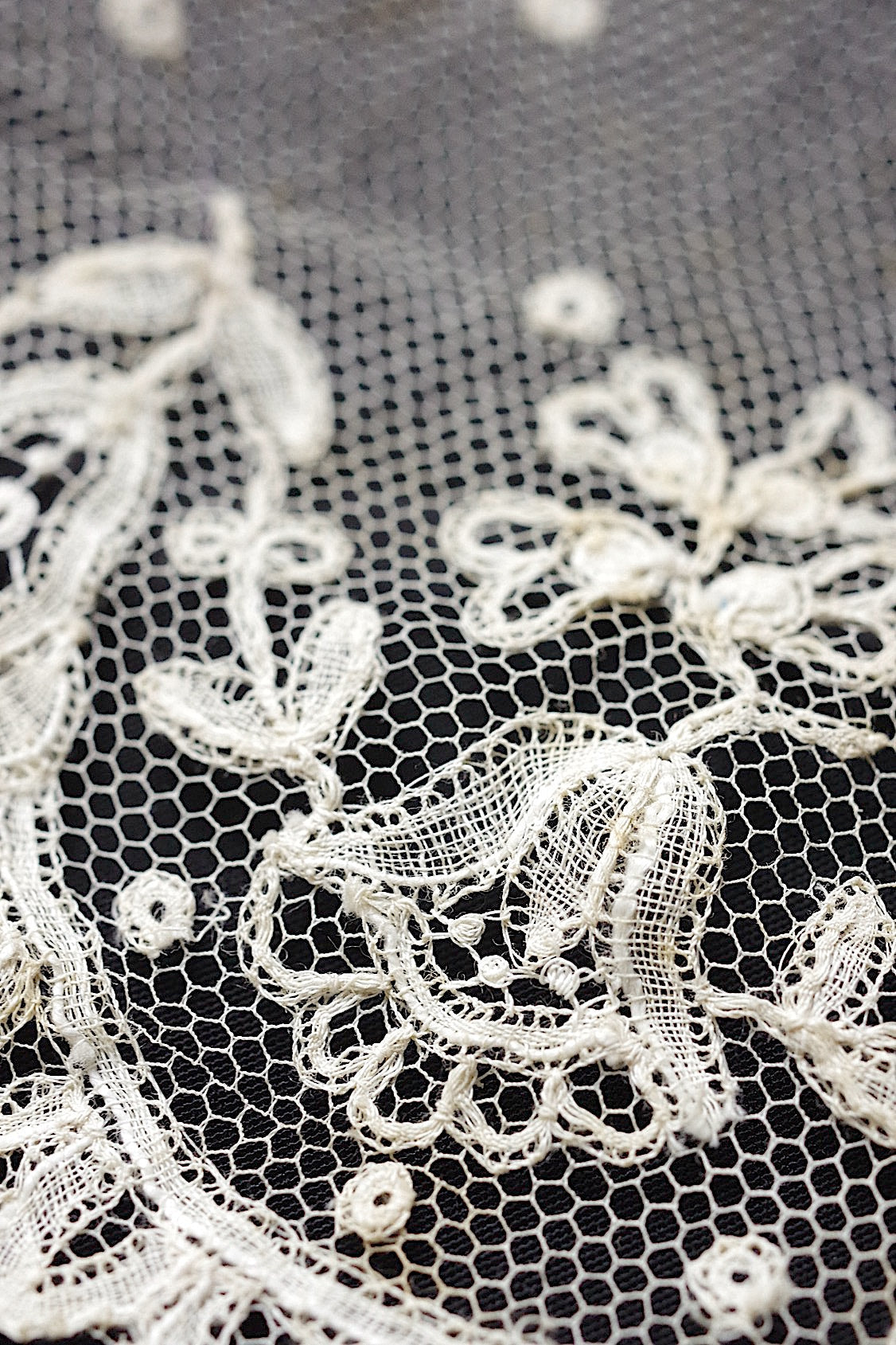 アンティークレース 155 45 47cm/dentelle ancienne/antique lace .FR a l'epoque