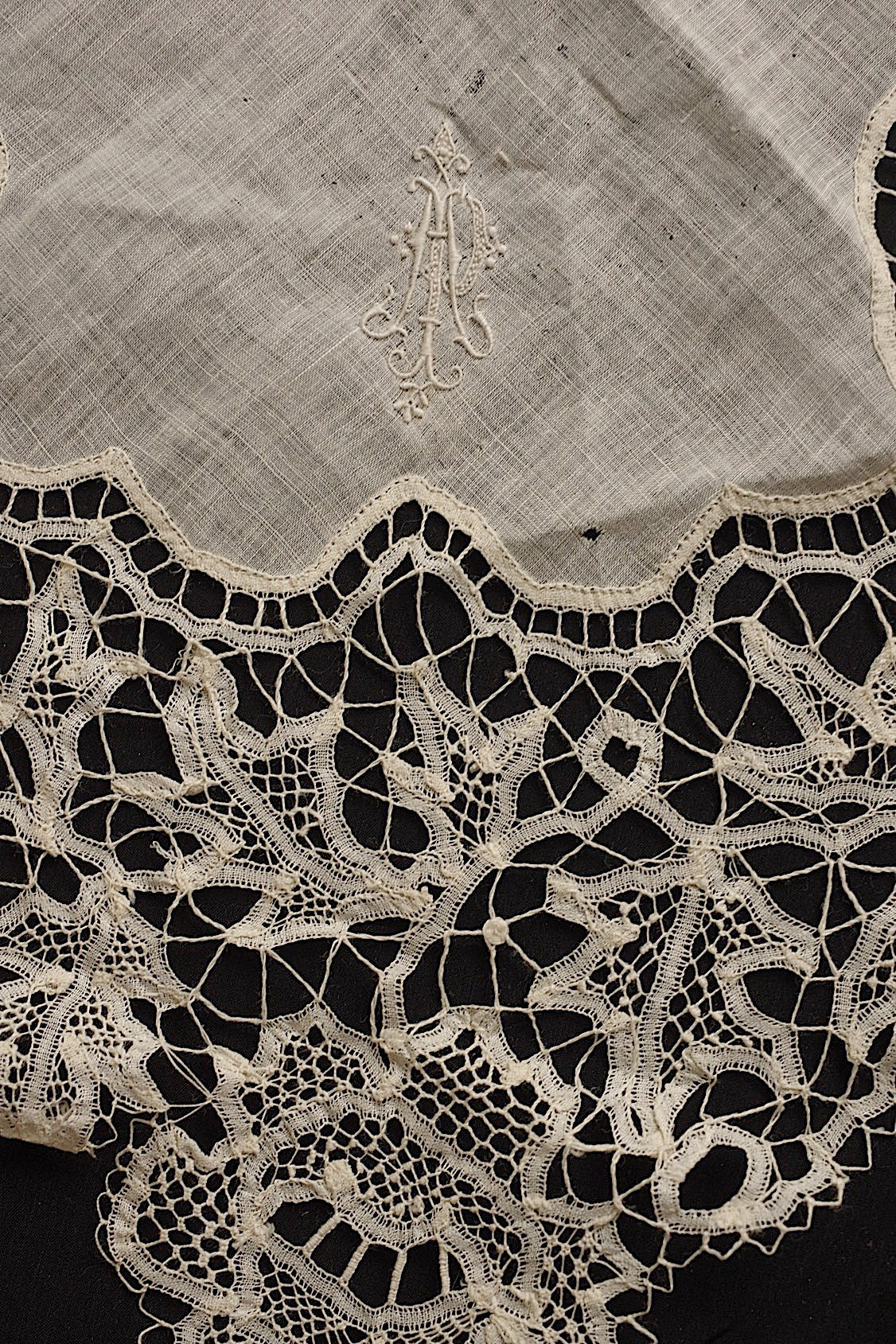 アンティークレースハンカチlot/dentelle ancienne/antique lace .FR a l'epoque