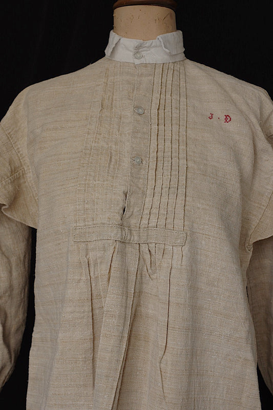 アンティークグランパシャツ3/vêtement ancien/antique chanvre shirt mem's .FR a l'epoque