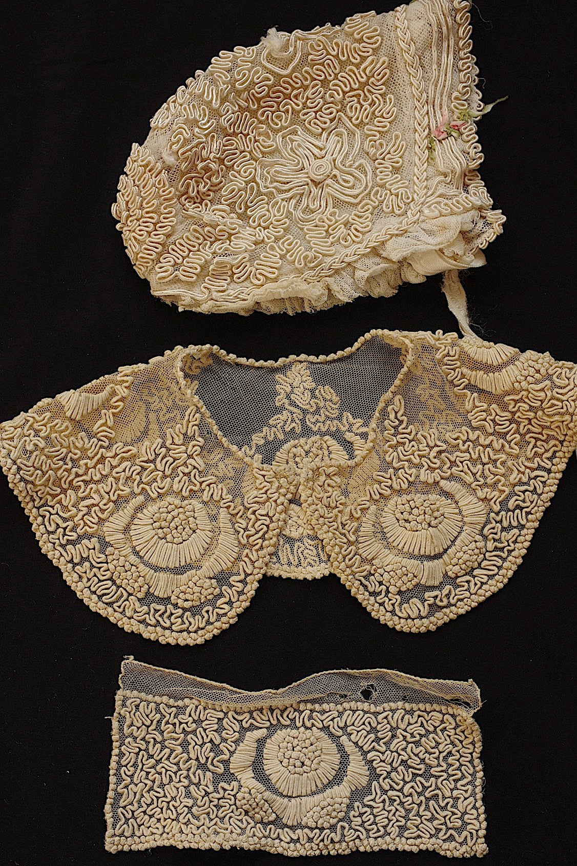 アンティークレース dentelle ancienne ボネ、襟