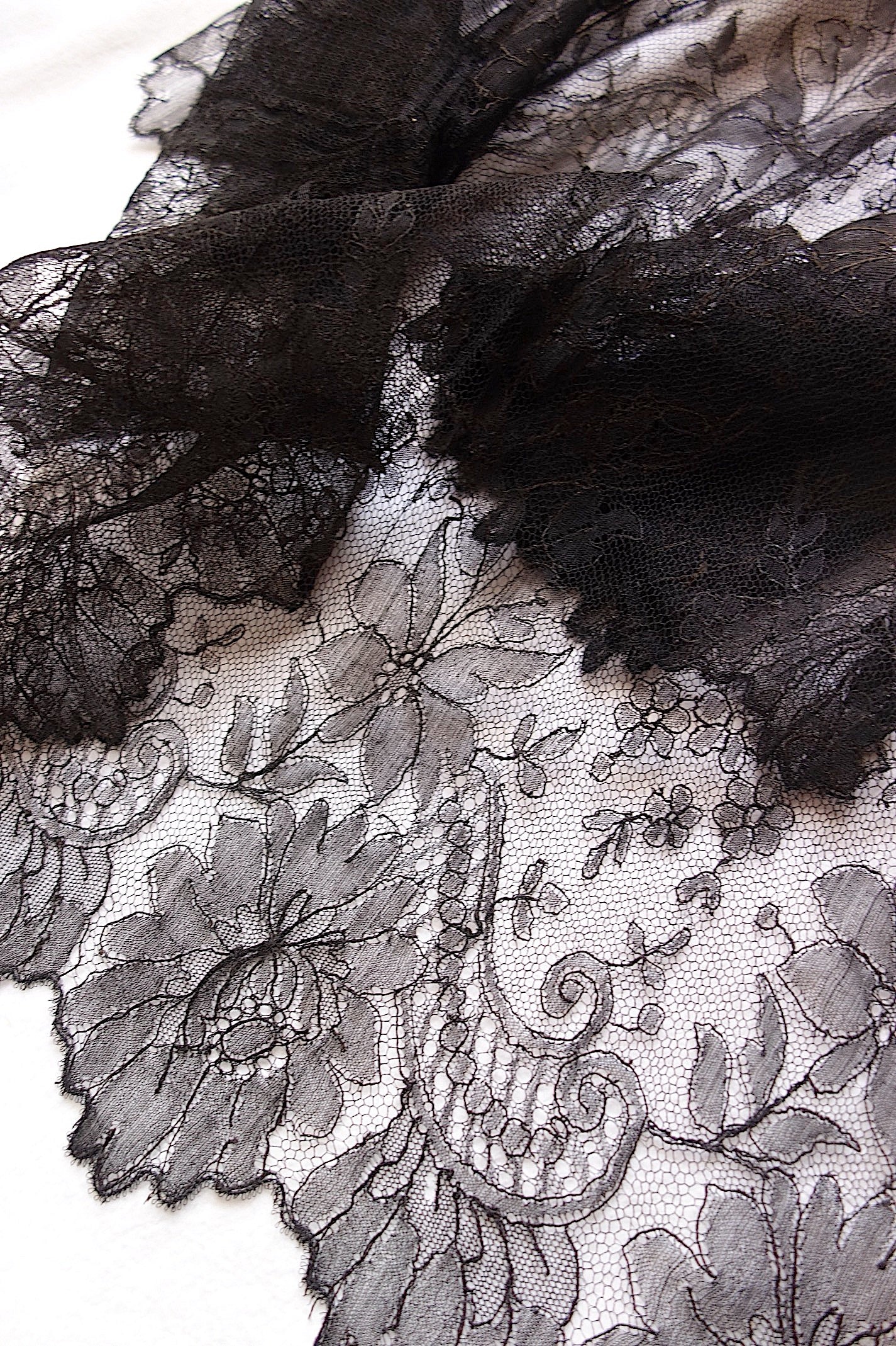 アンティークレース 黒レース lots5 シャンティイ