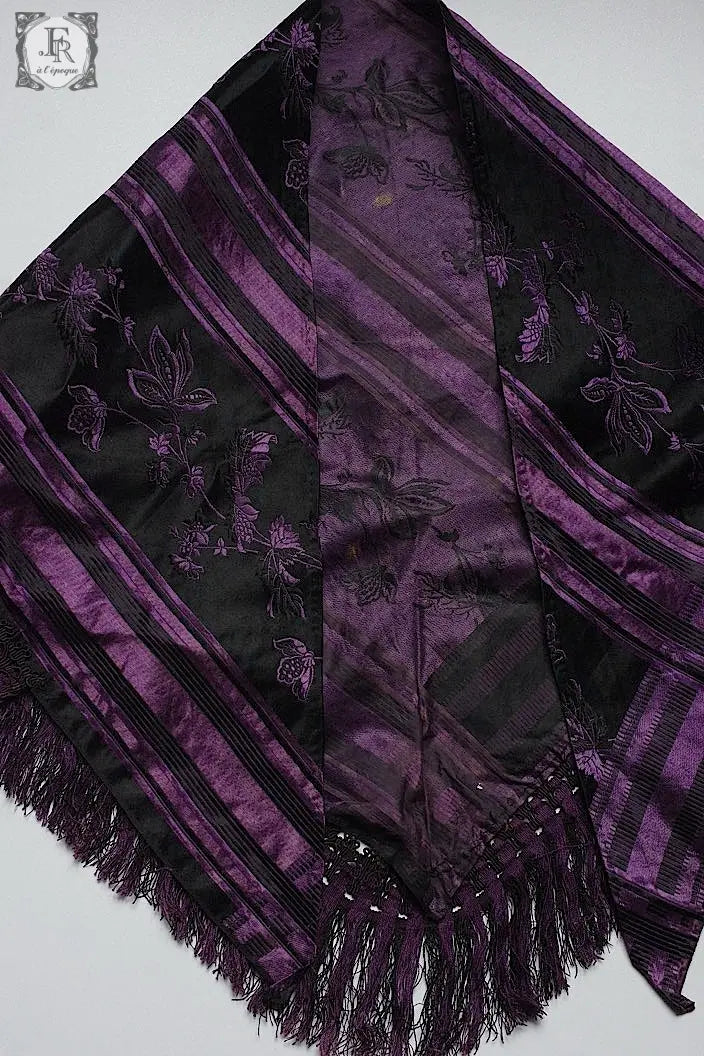 アンティークショール antique fichu  ヴァイオレットフリンジ .FR a l'epoque