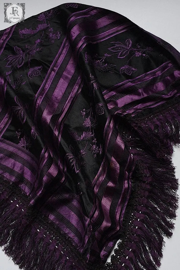 アンティークショール antique fichu  ヴァイオレットフリンジ .FR a l'epoque