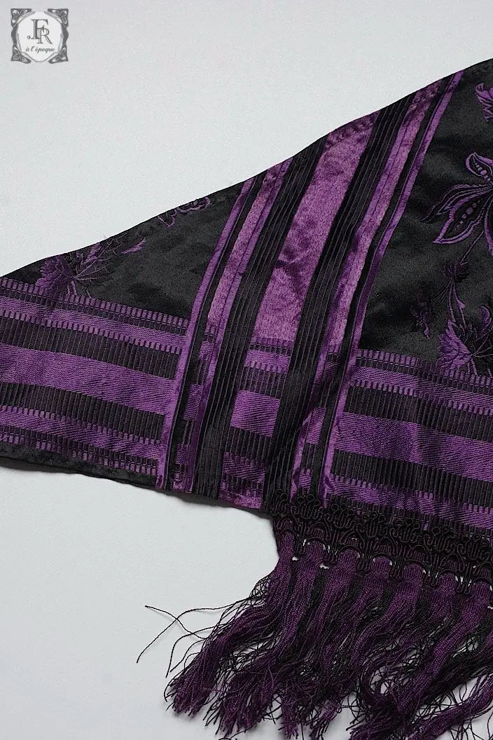 アンティークショール antique fichu  ヴァイオレットフリンジ .FR a l'epoque