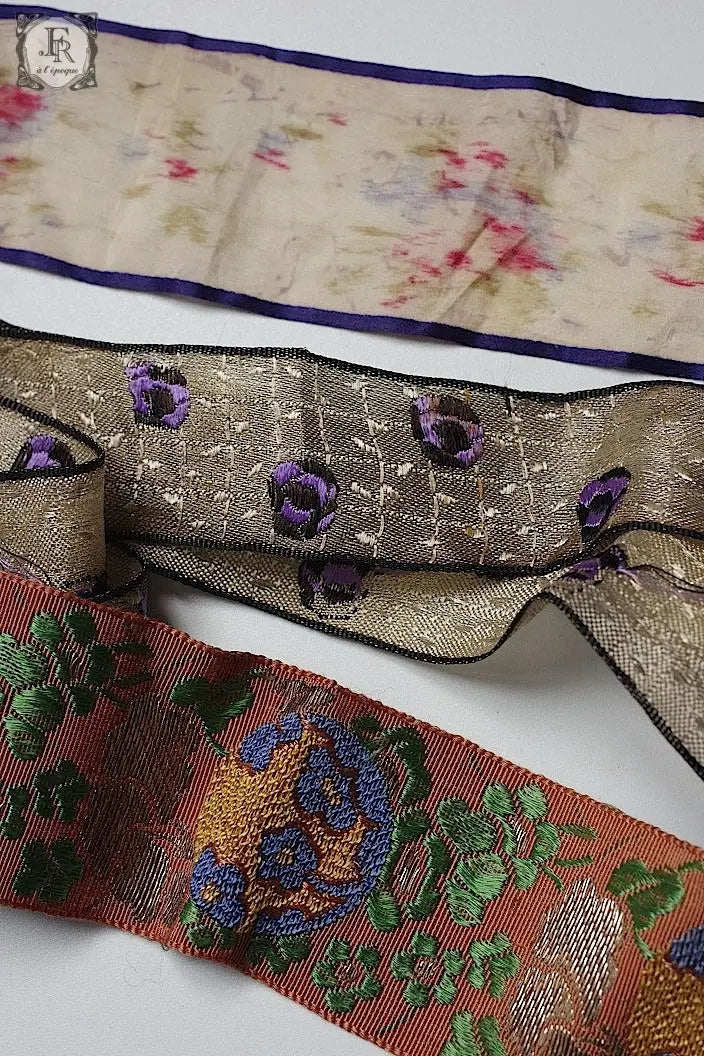 アンティークビーズリボン antique ruban 2種+おまけ .FR a l'epoque