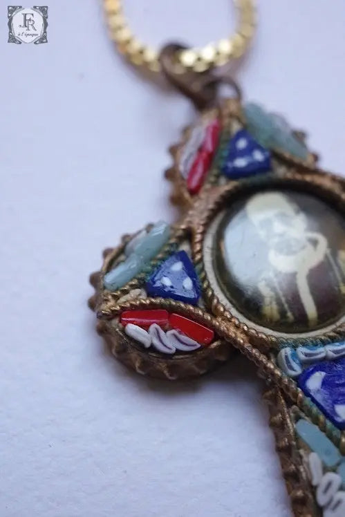 collier antique アンティークペンダント モザイク .FR A Ll'EPOQUE