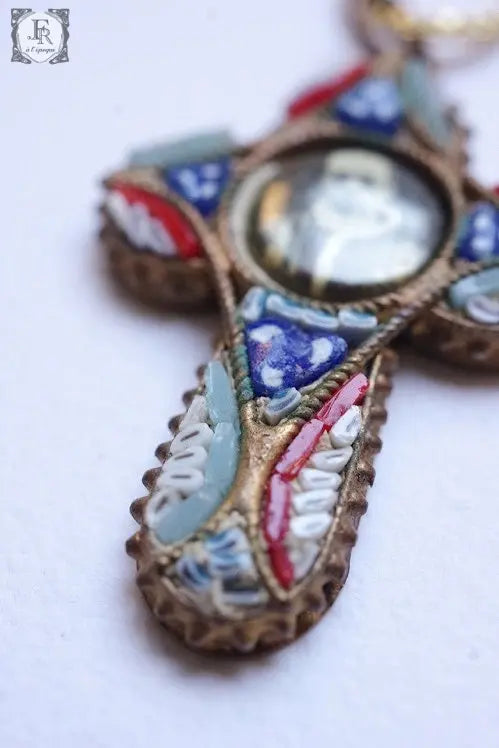 collier antique アンティークペンダント モザイク .FR A Ll'EPOQUE
