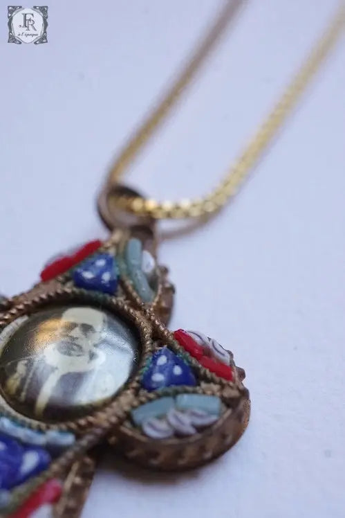 collier antique アンティークペンダント モザイク .FR A Ll'EPOQUE