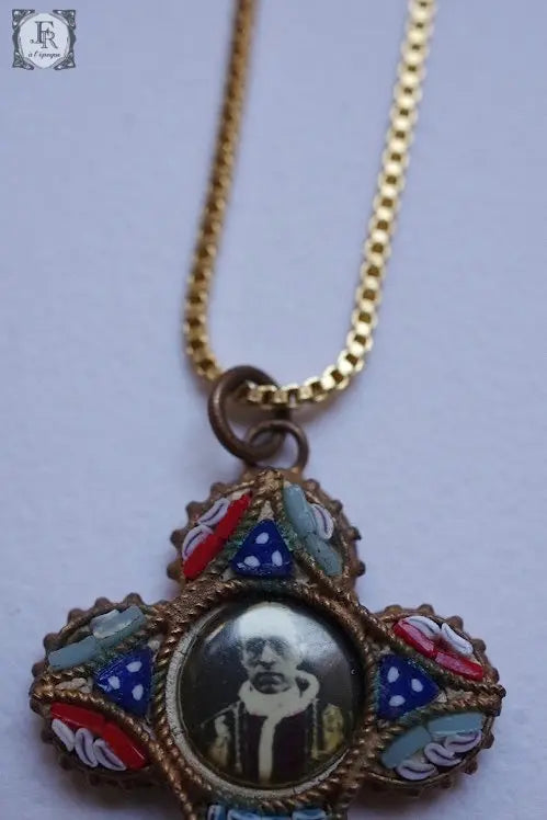 collier antique アンティークペンダント モザイク .FR A Ll'EPOQUE