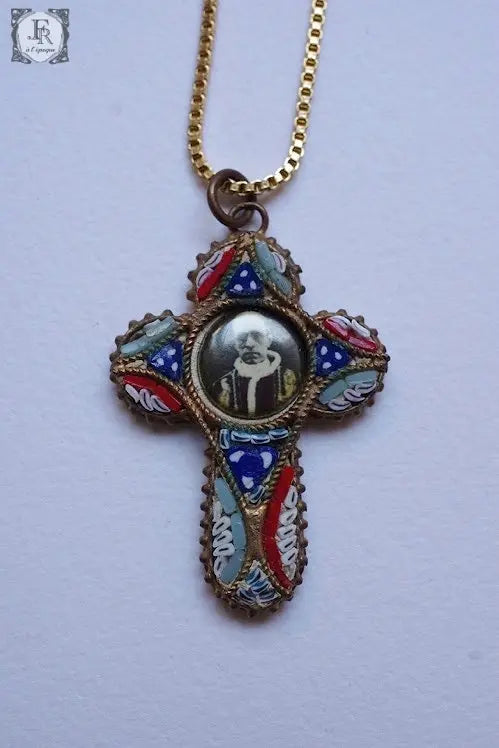 collier antique アンティークペンダント モザイク .FR A Ll'EPOQUE