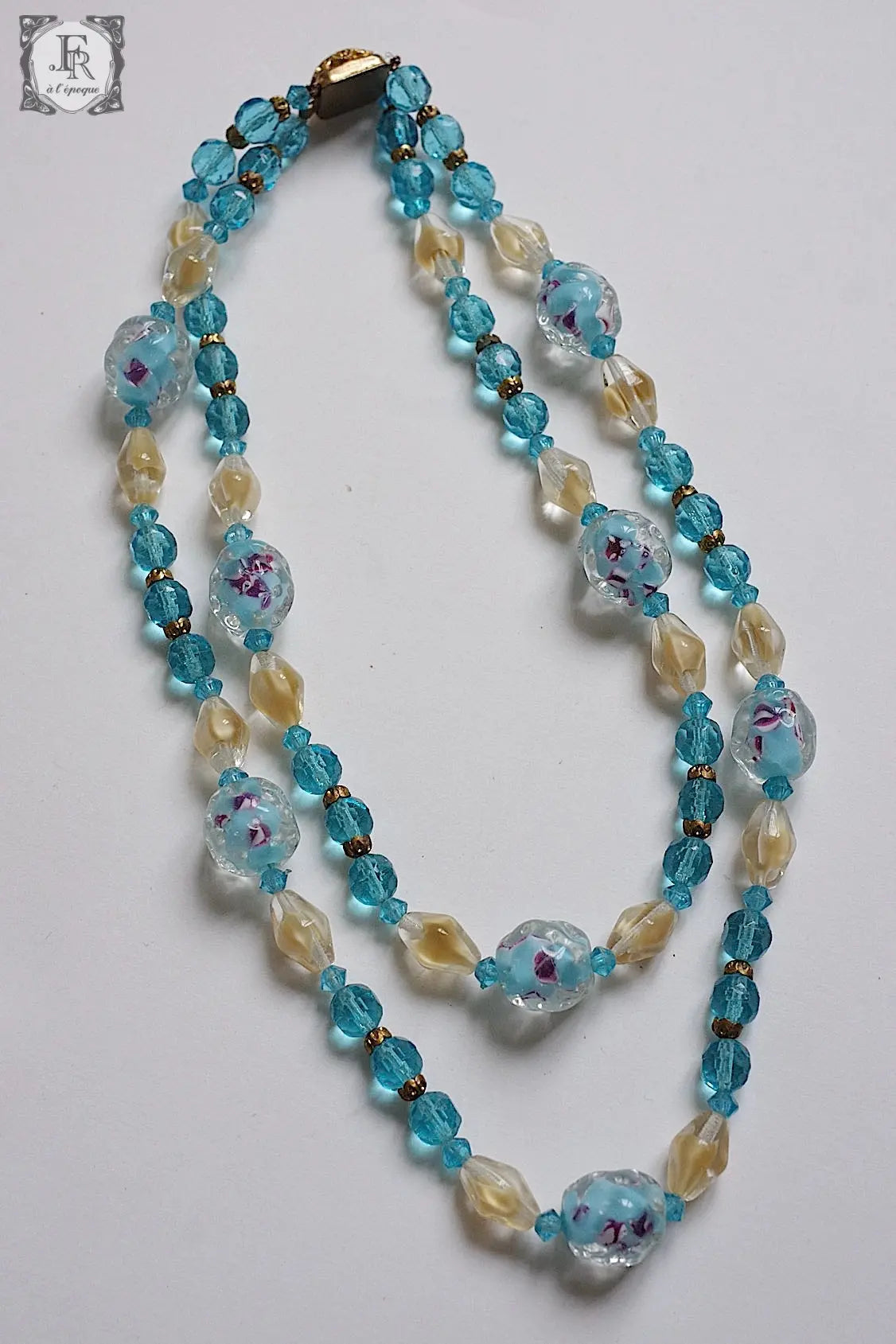 ヴィンテージガラスネックレス collier vintage  .FR a l'epoque