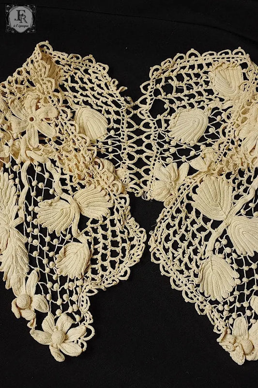 アンティークレース dentelle ancienne クロシェレース2つ .FR a l'epoque