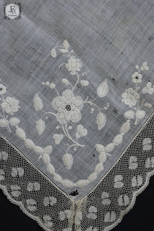 アンティークレース dentelle ancienne antique lace ハンカチ2 .FR a l'epoque