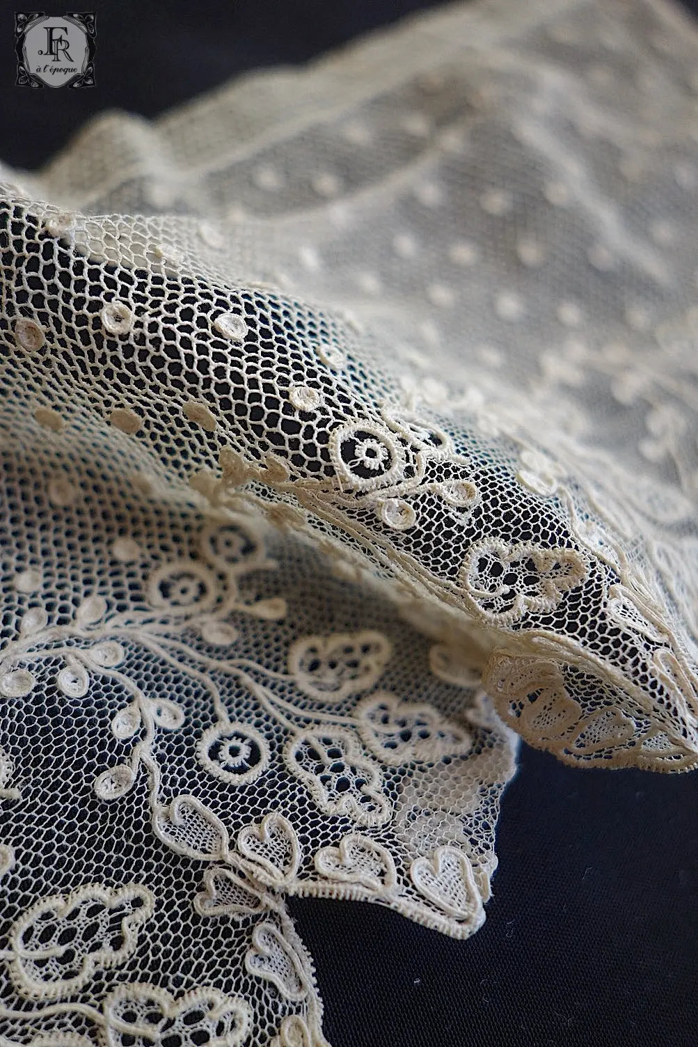 アンティークレース dentelle antique アランソン 144cm 61cm .FR a l'epoque