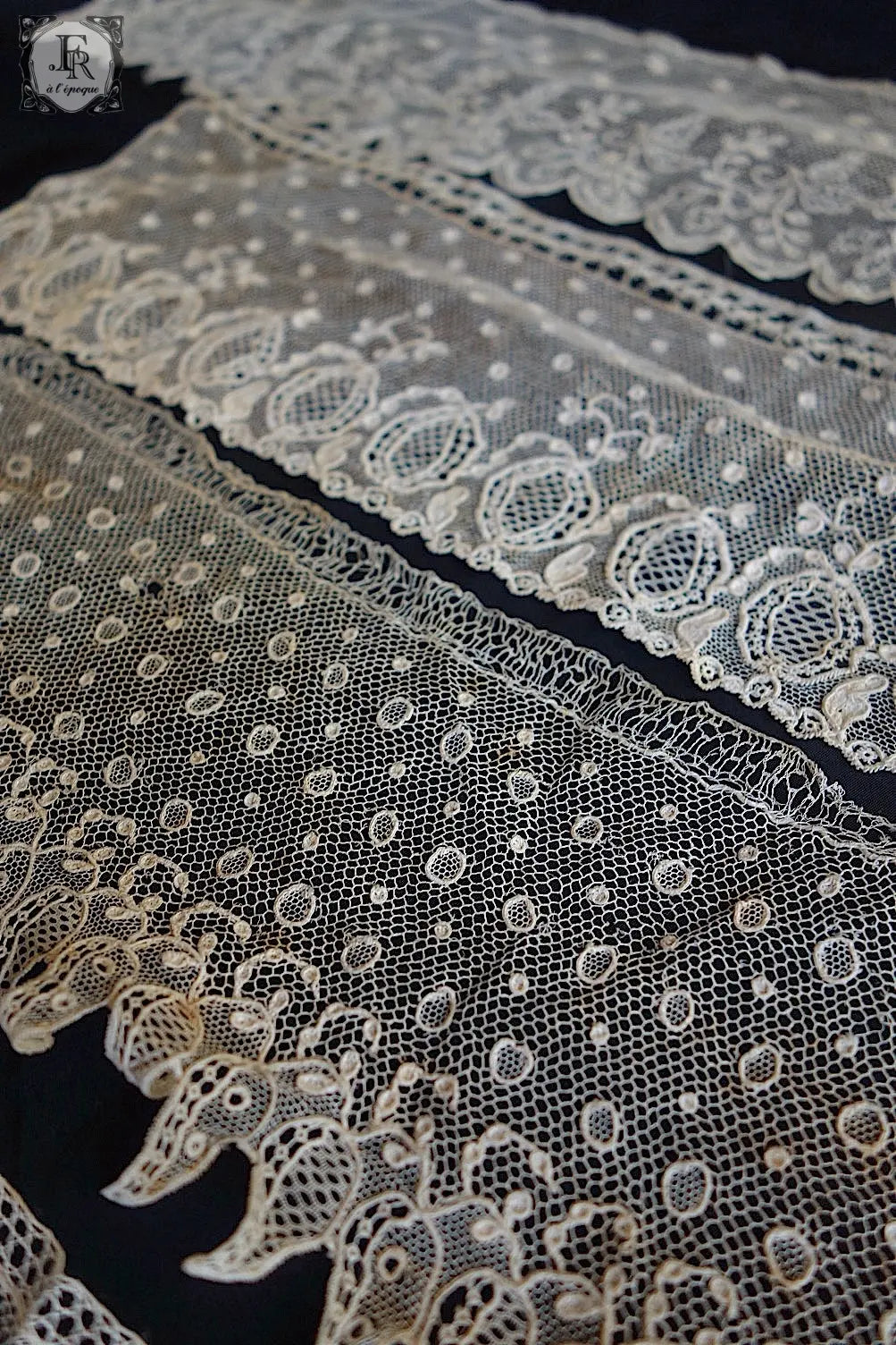 アンティークレース dentelle antique アランソン 54cm 35cm 49cm 40cm .FR a l'epoque