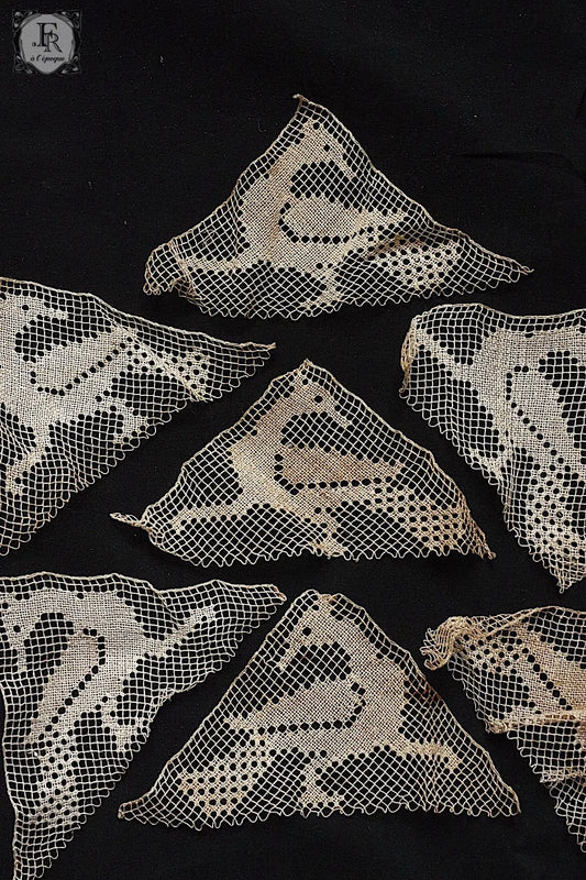 アンティークレース dentelle antique モチーフ鳥 .FR a l'epoque