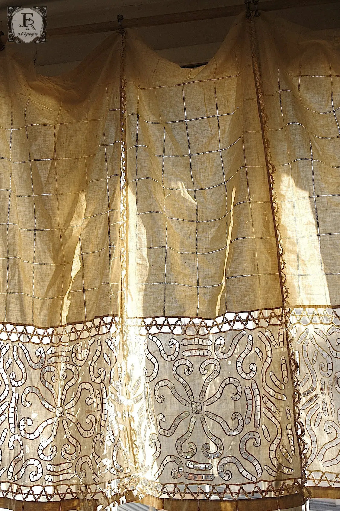アンティークカーテン linge de maison  4枚セット .FR a l'epoque