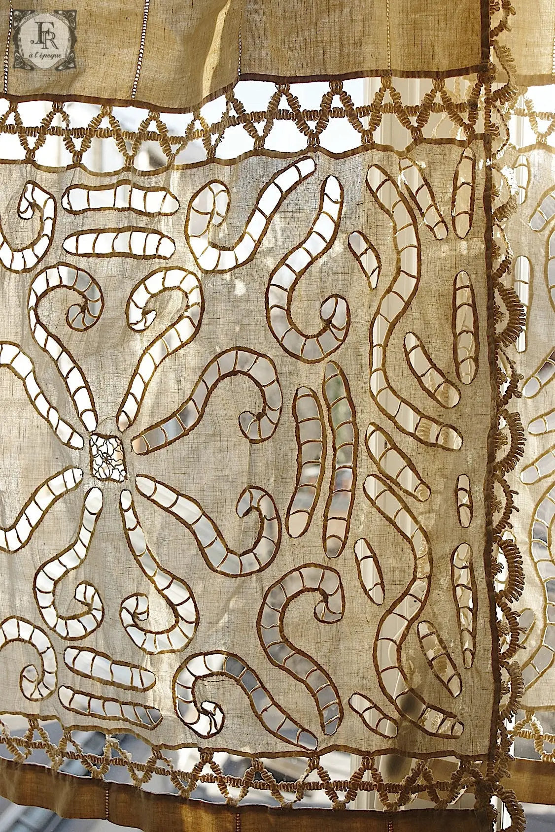 アンティークカーテン linge de maison  4枚セット .FR a l'epoque