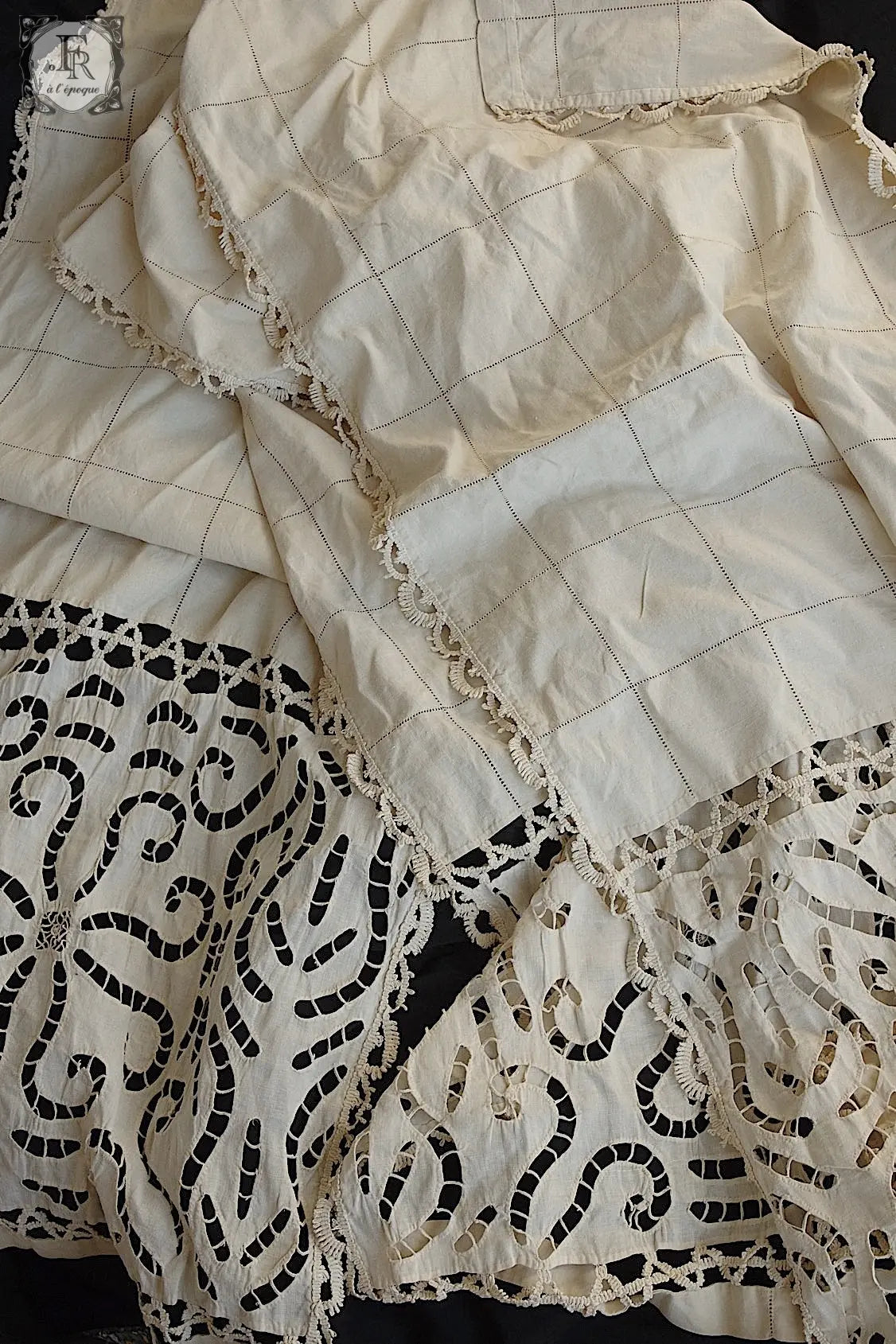 アンティークカーテン linge de maison  4枚セット .FR a l'epoque