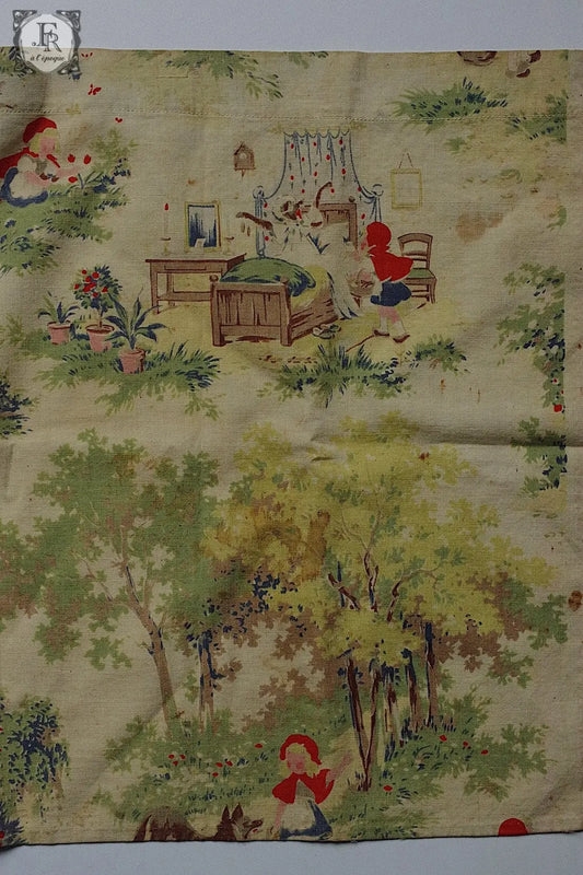 アンティーク生地 tissu antique 赤ずきんちゃん .FR a l'epoque