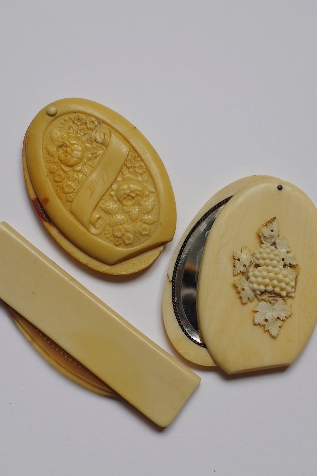 miroir antique アンティークコンパクト鏡 セット