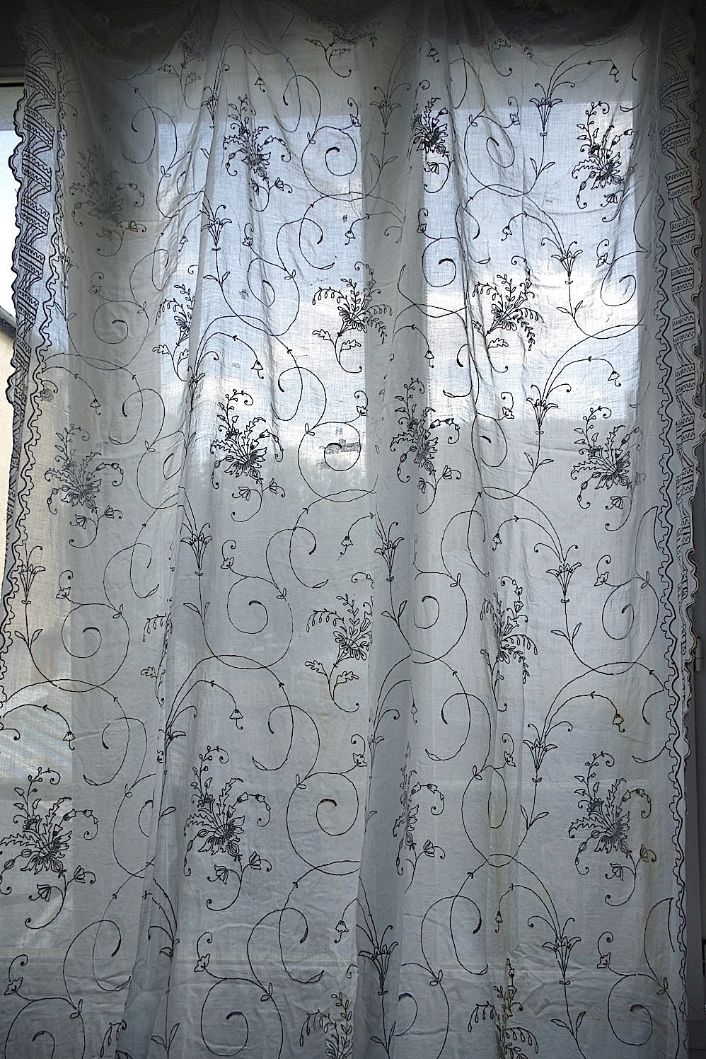 19世紀アンティークフランスコ―ネリーカーテンのペア - カーテン