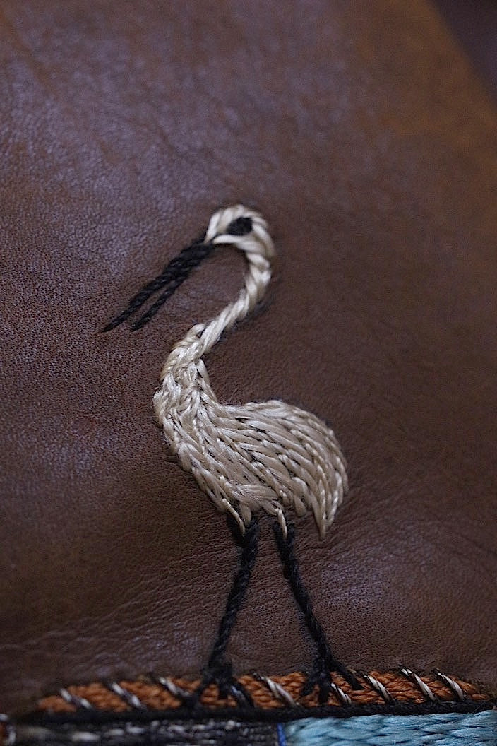 pochette antique アンティーク革製巾着 .FR a l'epoque