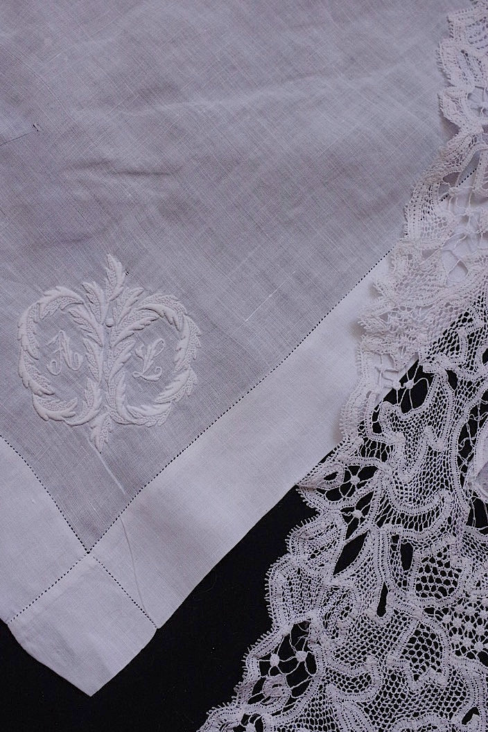 dentelle ancienne antique antique lace handkerchief 2 pieces