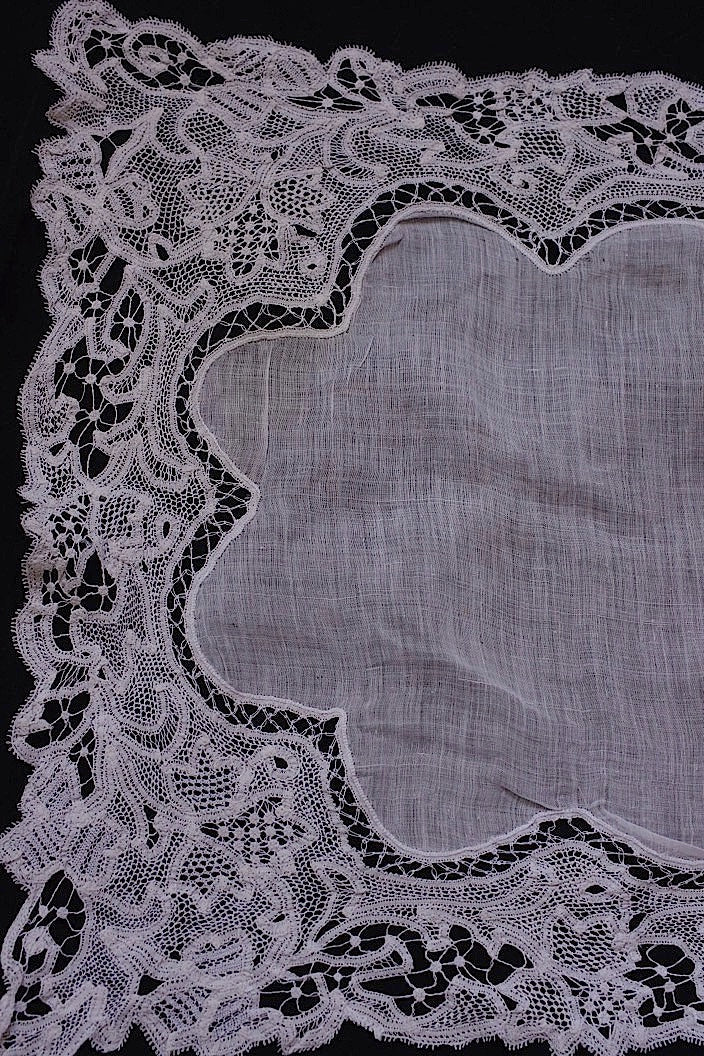 dentelle ancienne antique antique lace handkerchief 2 pieces