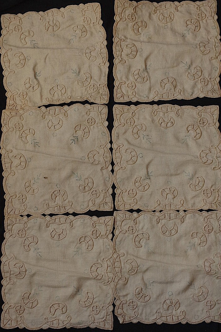 dentelle antique antique lace linen embroidery 6 pieces