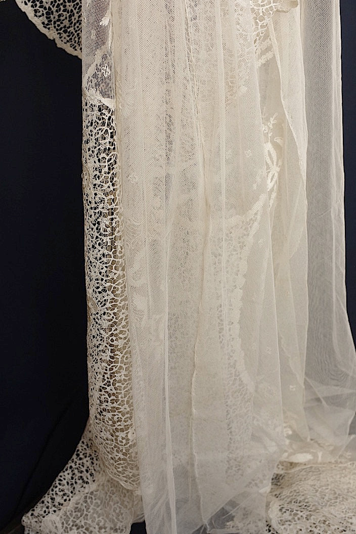 dentelle antique アンティークレース チュール生地 492cm .FR a l'epoque