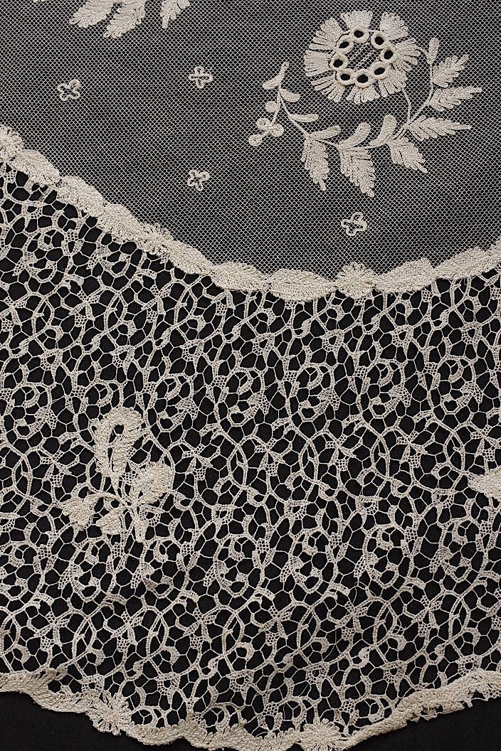 dentelle antique アンティークレース チュール生地 492cm .FR a l'epoque