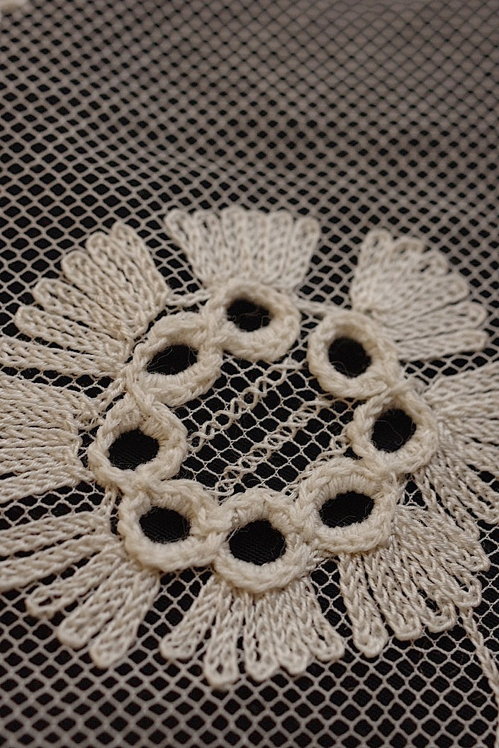 dentelle antique アンティークレース チュール生地 492cm .FR a l'epoque