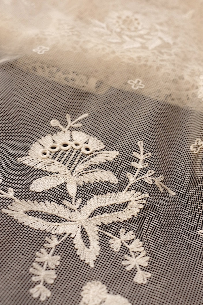 dentelle antique アンティークレース チュール生地 492cm .FR a l'epoque
