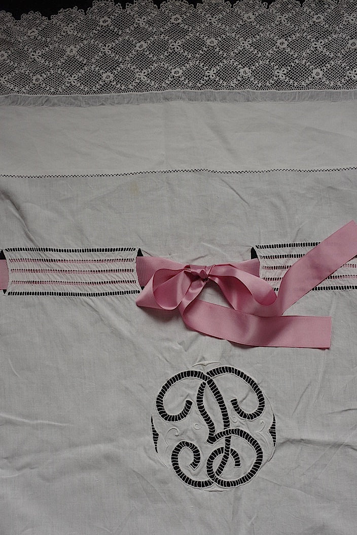 dessus de lit ancien antique bed cover lace